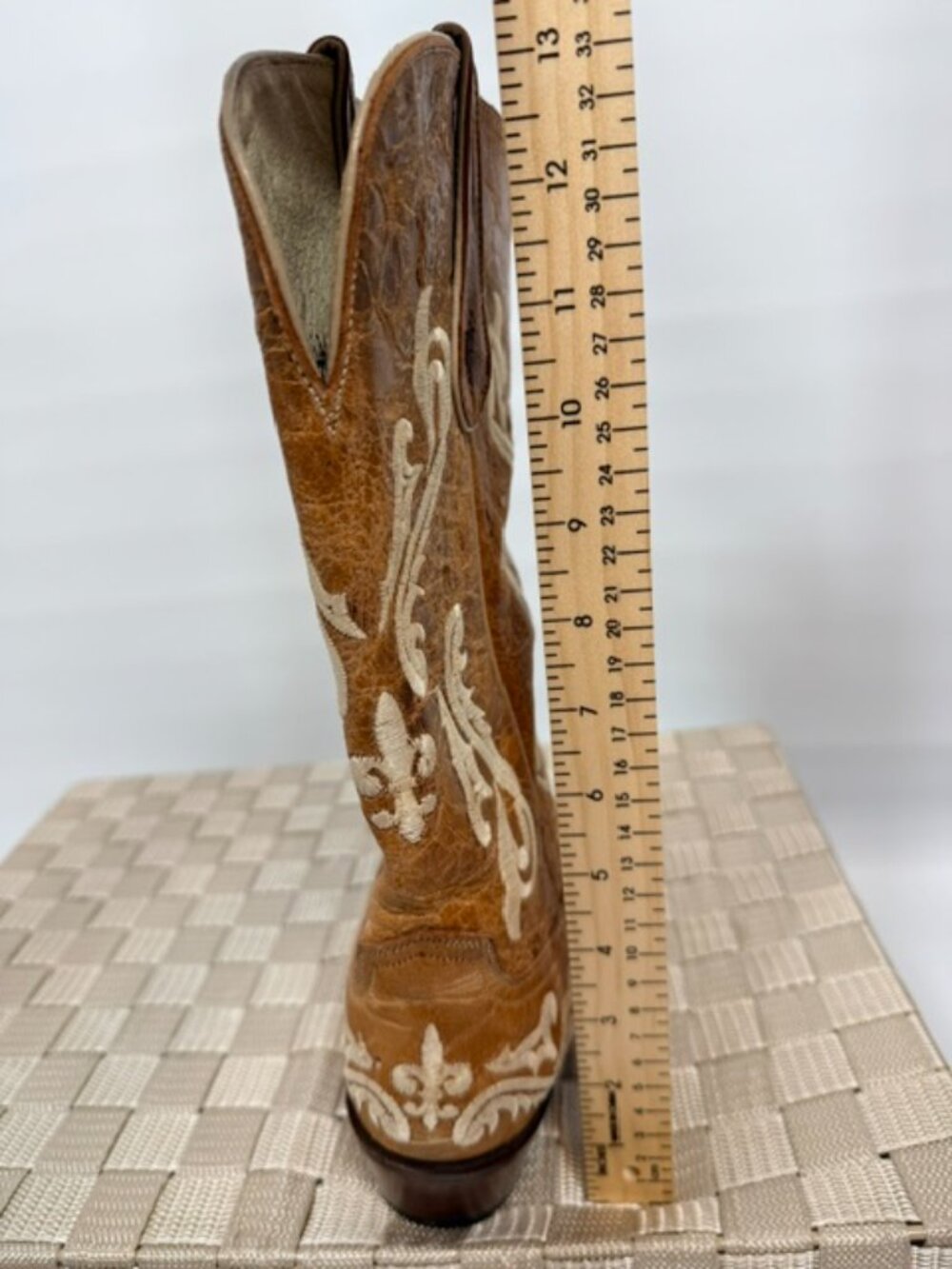 Ferrini Tan Leather Embroidered Western Cowboy Boots Women’s 8.5 Cowgirl - Picture 8 of 8